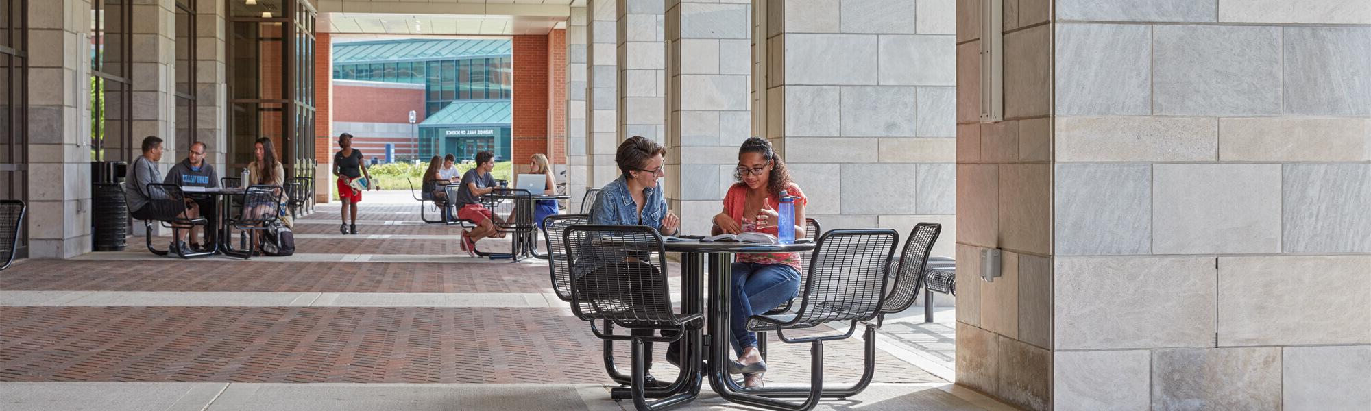 Students studying outside Kindschi.